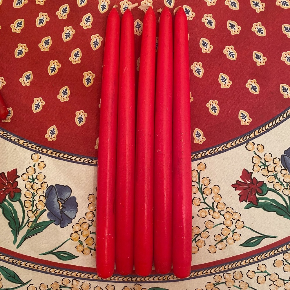 VTG I Carolina I 5 Red Dinner Tapers Candles + 1 Green